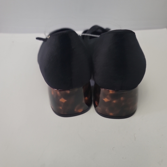 Deltan Grace Velvet Mary Jane Tortoise Block Heel Pumps - Picture 4 of 8